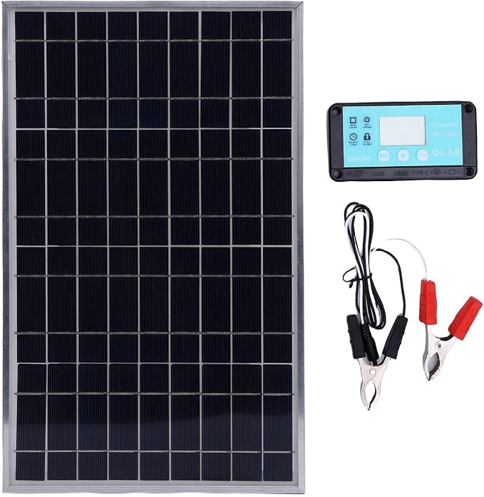 100 Watts Solar Panel Kit 12V Solar Battery Charger RV Boats Battery Marine Home Outdoor Off Grid System for Car RV Boat Marine Trailer Automotive