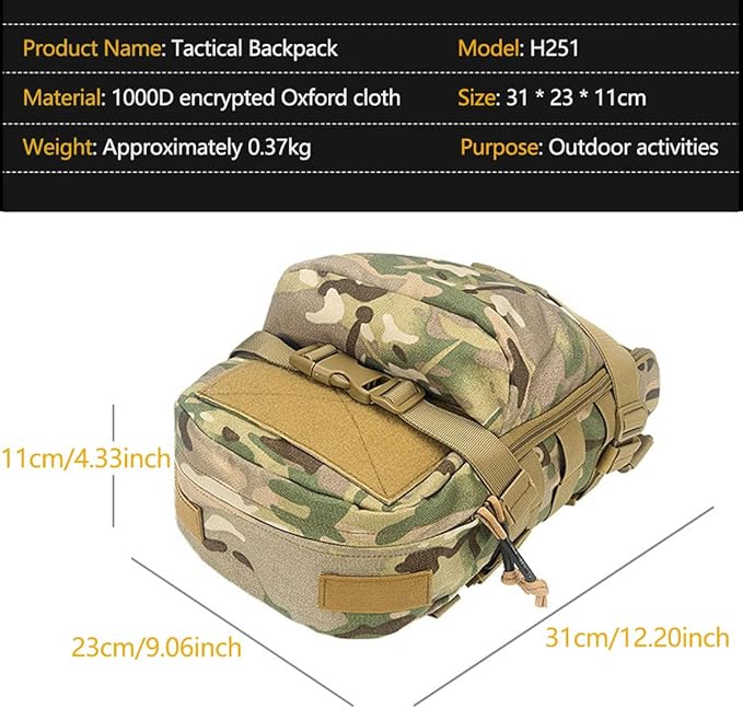 Mini Tactical MOLLE Hydration Pack Water Reservoir Bag Outdoor Water Bladder Carrier Pack for Tactical Vest Backpack