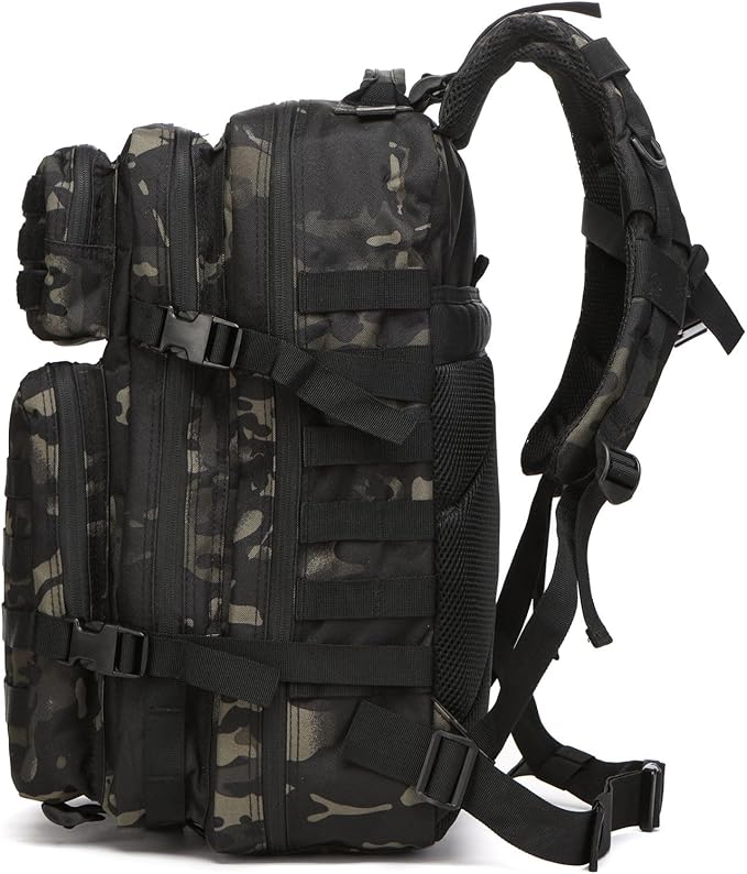 50L Sturdy Waterproof Fishing Hunting Bag Outdoor Military Tactical Sports Fitness Camping Hiking GYM Bag Backpacks (Camo black)