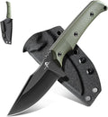 Purple Dragon Fixed Blade Knife - Full Tang Hunting Knife Forged from a Single Piece of D2 Steel - Camping Knives with G10 Handle and Kydex Sheath - Outdoor Gift for Men - Green