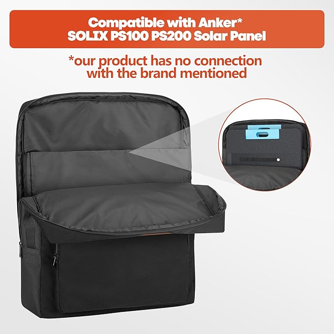 Solar Panel Storage Bag Solar Panel Carrying Case Compatible with Anker SOLIX PS30 PS100 PS200 Carrier Box Protective Case for 2 Panels Carry Cover with Pockets &amp Handles Bag Only