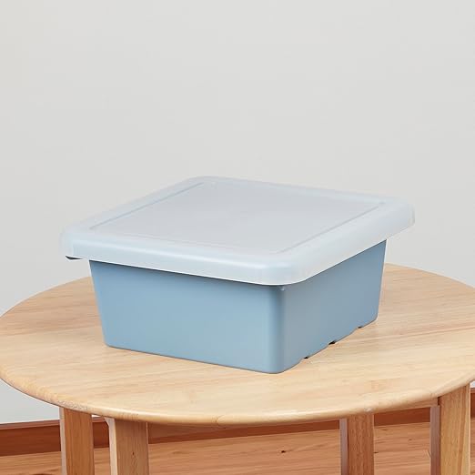ECR4Kids Square Bin with Lid Storage Containers Powder Blue 2-Pack