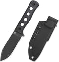 QSP Canary Fixed Blade Knife 4.25 DC53 Black Stonewash Blade Hunting Knives with Kydex Sheath Black Micarta Handle EDC Knife for Camping Outdoor Hiking Survival