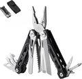 Portable Multitool Pliers Mini Scissors with Clip Knife Folding Stainless Steel Lightweight Tools for Travel Camping Hiking (black+silver 1pcs)