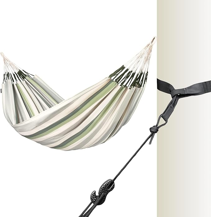 La Siesta® Large Double Brisa Classic Hammock &amp TreeMount Trees Beams Posts Suspension Kit - Indoor Outdoor Hammock Swing Weather Resistant Cedar