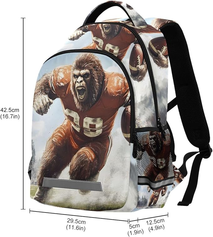 AIXIWAWA American Football Gorilla Travel Backpack for Women Men Laptop Backpack Casual Daypacks with Padded Straps and Back 11.6×4.9×16.7 IN