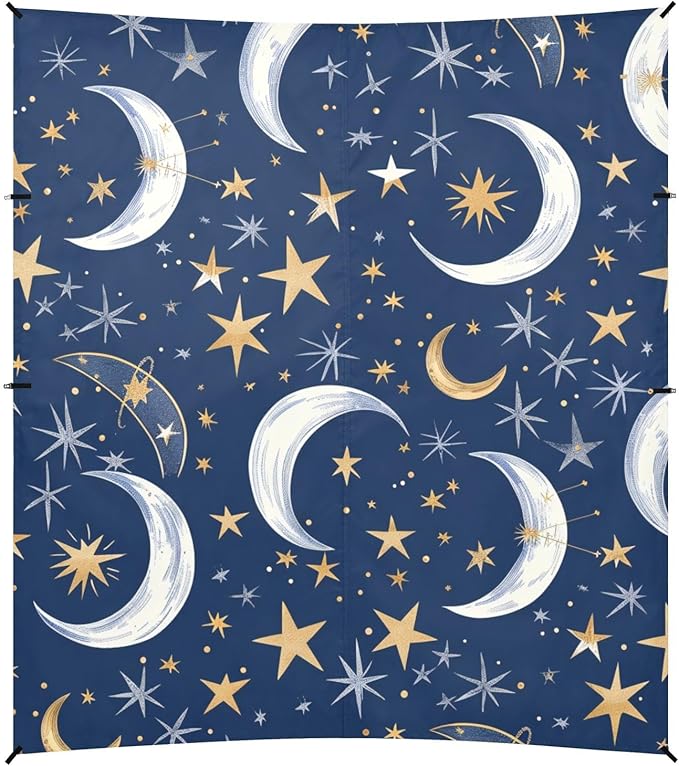 ALAZA Moon Stars on Blue Beach Tent Sun Shelter Portable Canopy Sunshade for Outdoor Camping Picnics Backyard Fun 10x9 ft