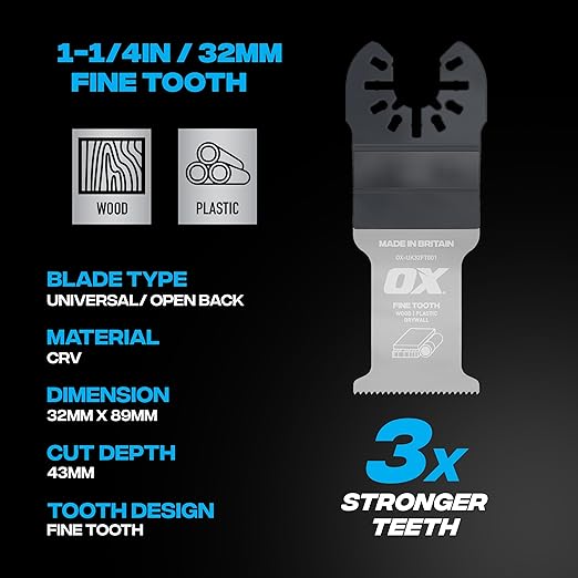OX Premium Oscillating Tool Blades 4 Pack – Multitool Blades Kit for Wood Plastic Drywall - Two Coarse One Fine One Bi-Metal Blades – Universal Fit Oscillating Saw Blades Fit Most Oscillating Saws