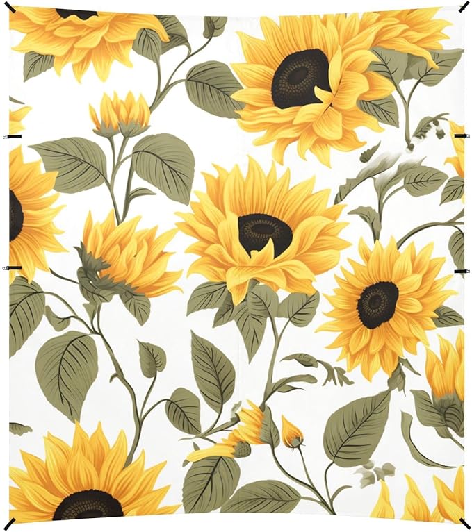 ALAZA Sunflowers on White Beach Tent Sun Shelter Portable Canopy Sunshade for Outdoor Camping Picnics Backyard Fun 10x9 ft