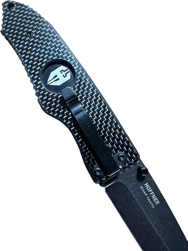 HOFFNER 3.5 EDC Folding Knife with Pocket Clip VG10 Japanese Stainless Steel Black Acid Washed Tanto Blade - (Carbon Fiber 3D Smooth Texture Grip) - Camping Hiking Outdoor Survival