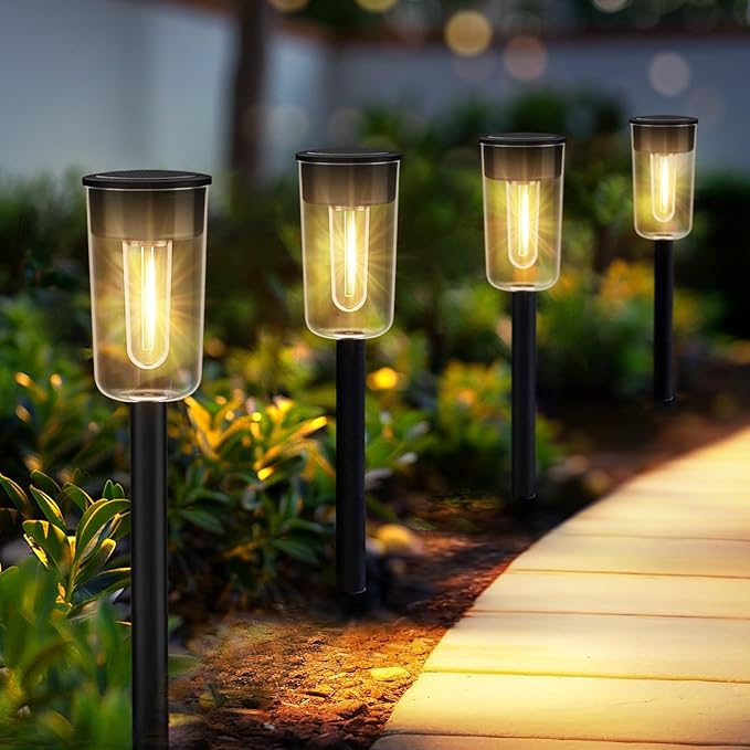 VISFLAIR 8 Pack Solar Pathway Lights Solar Lights Outdoor Waterproof Garden Stake for Outside Yard Landscape Path Walkway Driveway Lawn Decor
