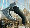 AXE009AM FS Crafts 10.00 Custom Handmade Viking Axe Fist Axe (Palm-Sized) Carbon Steel Hunting Axe Hand Forged Axe Carbon Steel Head Hatchet with Leather Sheath Outdoors Fishing Camping Knife