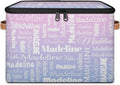Custom Storage Basket with Name Personalized Keepsake Box with Zipper Lid Foldable Fabric Memory Bin Large capacity with Handle Pink Purple