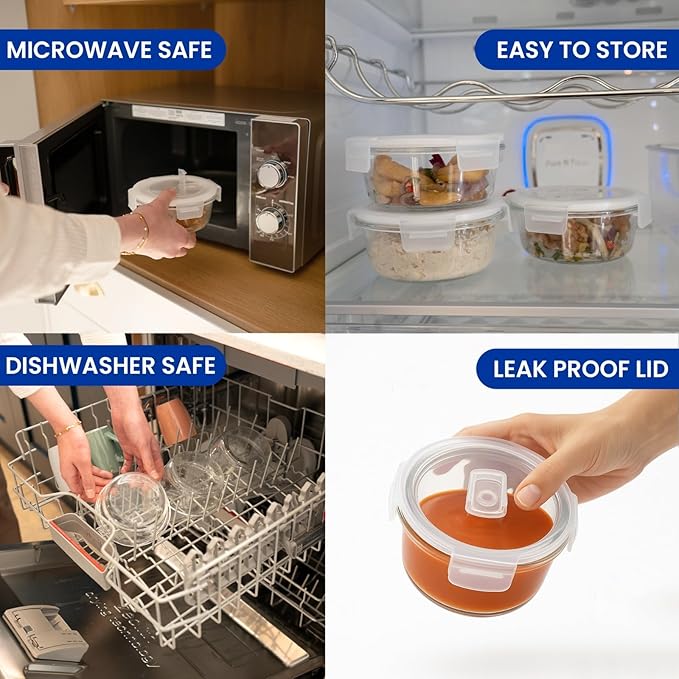 Insulated Lunch Bag with 3 Airtight &amp Leakproof Glass Containers Fork &amp Knife Set | Food Storage Container for Office &amp Travel | Dishwasher &amp Microwave Safe (only for adults)