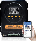 ECO-WORTHY MPPT Solar Charge Controller 40A with Bluetooth 12V/24V Auto LCD Display Compatible with LiFePO4 Gel SLA Battery Lithium Battery Activation for RV Off-Grid Solar System