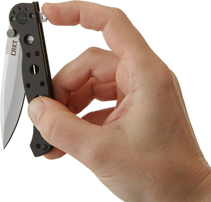 CRKT M16-01S Folding Knife with Frame Lock: Stainless Steel Plain Edge Blade Stainless Steel Handle Reversible Pocket Clip M16-01S