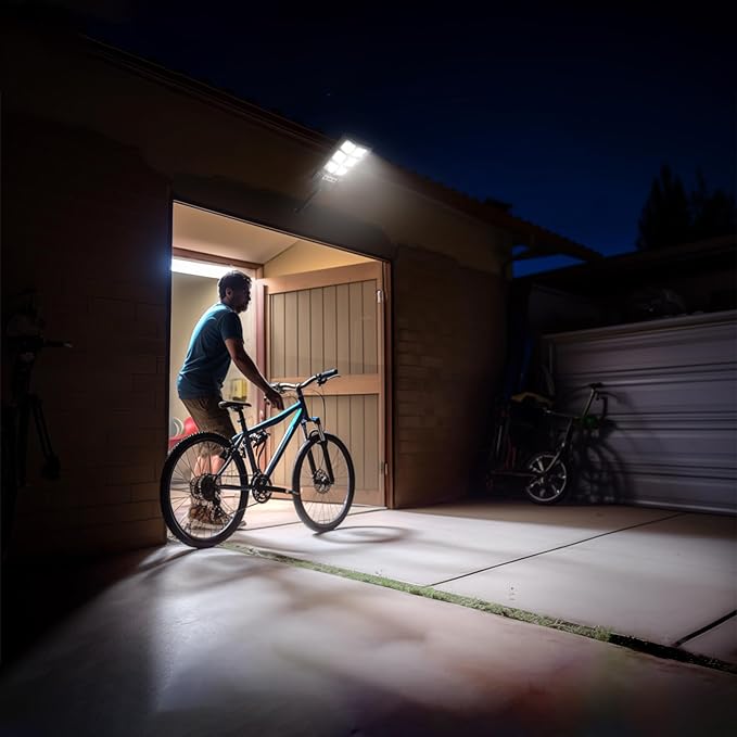 Solar Lights Outdoor Waterproof LED Solar Powered Security Flood LightMotion Sensor Solar Street Light with Remote Control for GarageYardParking Lot etc (2 Pack)