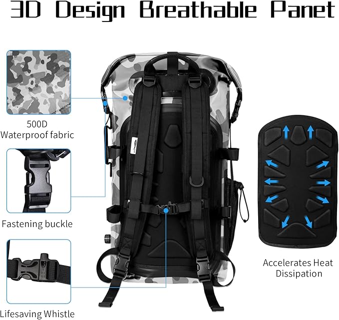 Waterproof Backpack for Men and Women - Roll-Top Floating Dry Bag Backpack for Kayaking Rafting Boating Beach (Black)
