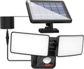 Solar Security Light with USB Power for Cams Detachable Solar Panel &amp 15ft Cord 6500K Motion Activated Outdoor Floodlight IP65 Waterproof for Yard Garage Porch