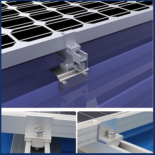 Solar Panel End Clamp Mounting Bracket Aluminum Z Clip for PV Module Rail Grounding on RV Boat Trailer Roof (35mm)