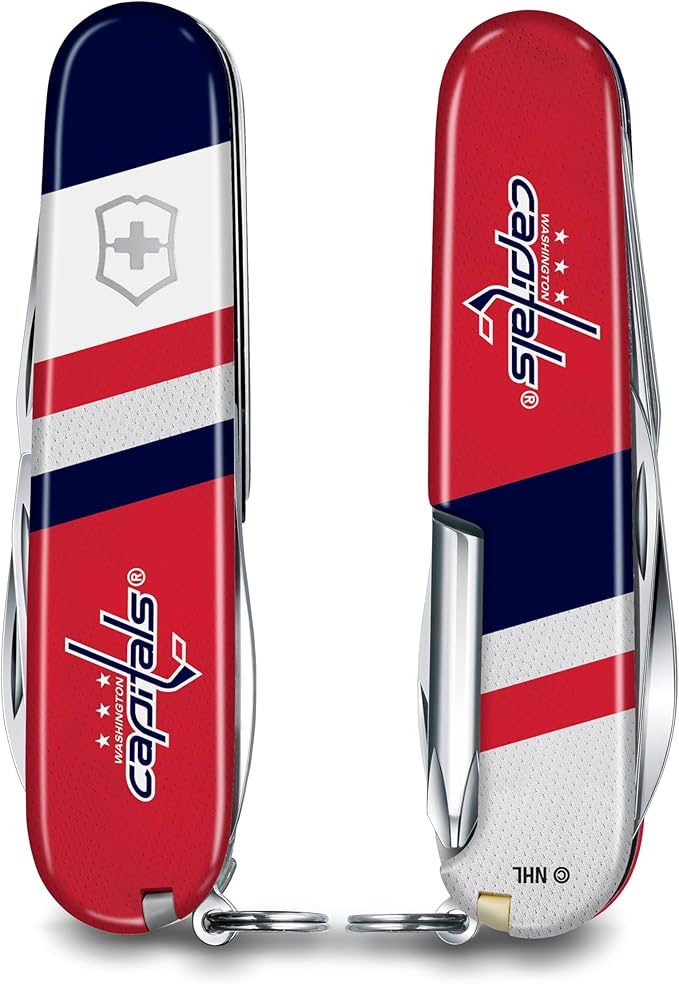 Victorinox Tinker Swiss Army Knife – Compact 12 Function Swiss Made Pocket Knife with Large Blade Small Blade and Bottle Opener – Washington Capitals