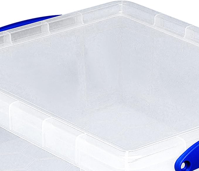 Really Useful Box 4 Pack Storage Bins Clear Plastic Stackable Organizing Totes 8.1 Liter