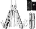 Multitool 17-in-1 Full-Size Lightweight EDC Multi-Purpose Pliers Nylon Bag Camping Knives &amp Tools Tactical Outdoor Gear Mens Gifts Ideas Gifts for Hunters Men who have Everything (Silver)