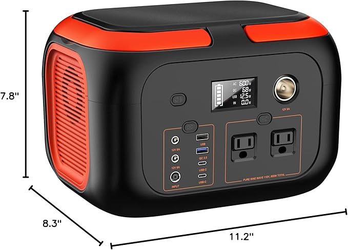 SinKeu Portable Power Station 600W 296Wh/80000mAh Backup Lithium Battery Pack Bank 110V Pure Sine Wave AC Outlet Solar Generator for Camping Emergency RV Outdoor Hurricane Supplies