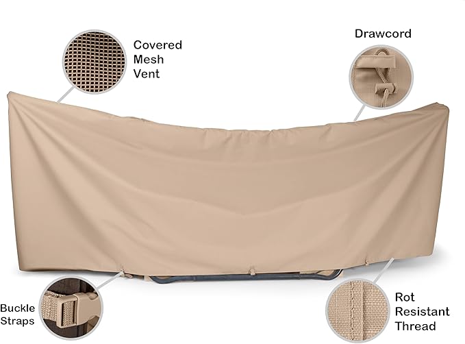 Covermates Ultima Hammock Cover – Heavy-Duty 600D Ripstop Polyester with Waterproof Seams Adjustable Buckle Straps All-Weather Protection for Hammocks &amp Stands 188W x 58D x 20H Ripstop Tan