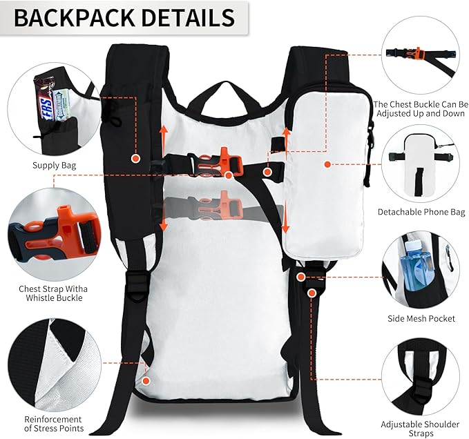 Hiking Backpack 10L/15L Small Daypack Lightweight Packable Travel Foldable Water Resistan for Women Men (White 15L)
