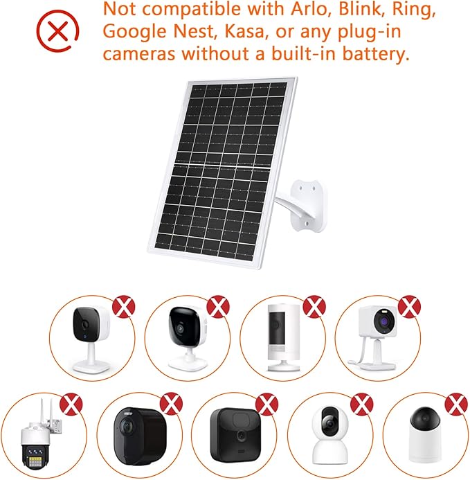 Zivif 13W Solar Panel for Outdoor Security Cameras USB-C Micro USB &amp 5.5x2.1mm DC Output 360° Adjustable Mount IP66 Waterproof 7.2FT Cable Compatible with Battery-Powered Cameras