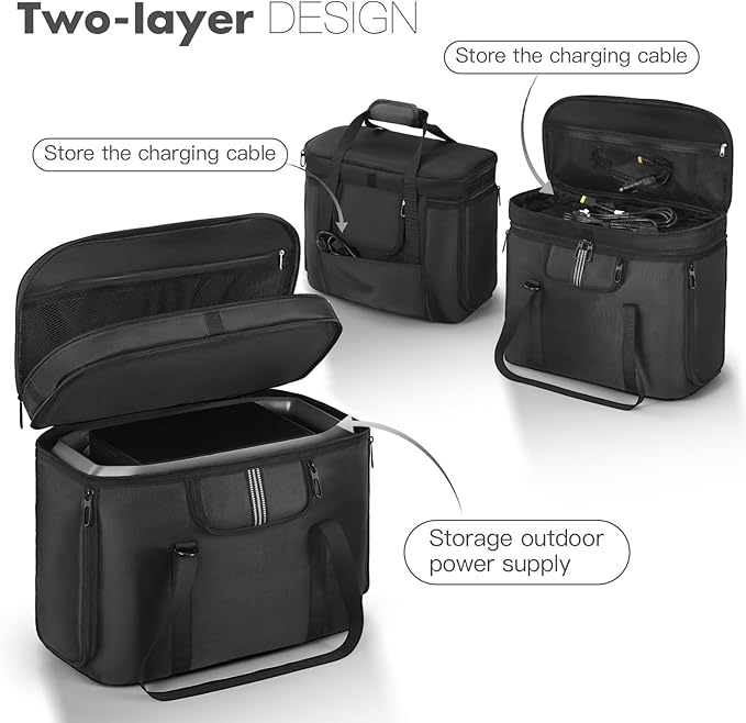 Carrying Case Compatible with ECOFLOW DELTA 3 Plus Portable Power Station Outdoor Travel Storage Bag for ECOFLOW DELTA 2/3/3 Classic Solar Generator and Accessories with Shoulder Strap