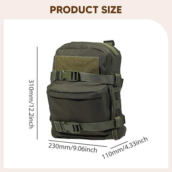 Tactical Bag Accessories Vest Pack 2L Water Resistant 1000D Oxford Universal Fit for Backpacks &amp Vests Dark Green