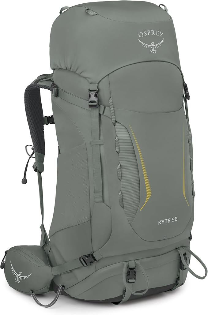 Osprey Kyte 58L Women's Backpacking Backpack - Hiking &amp Camping Bag with Waterproof Raincover Rocky Brook Green Medium/Large