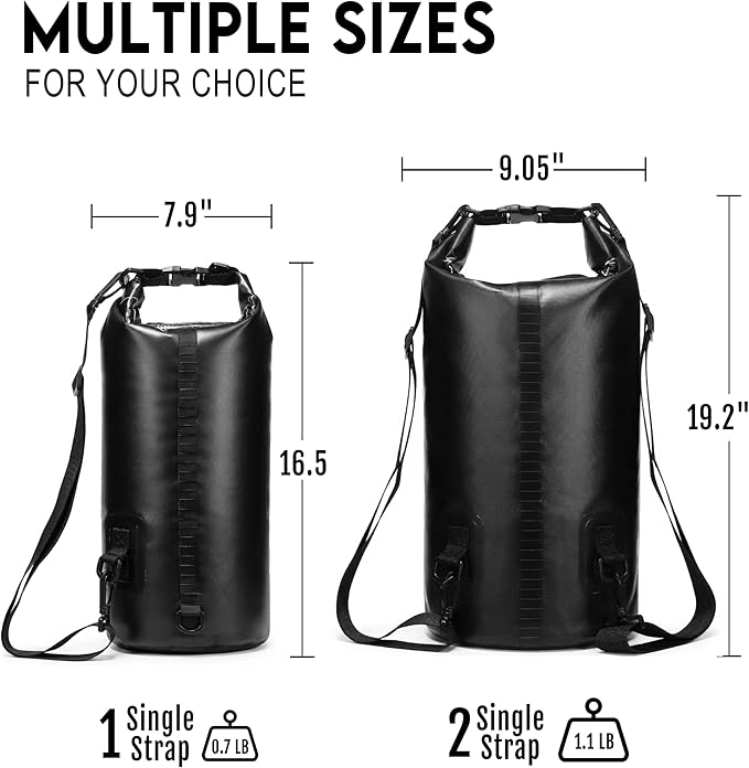 Soulsfeng Waterproof Dry Bag Backpack Roll Top Floating Dry Storage Bag with Phone Case Lightweight Dry Sack for Kayaking Boating Beach Travel Camping 20L Black