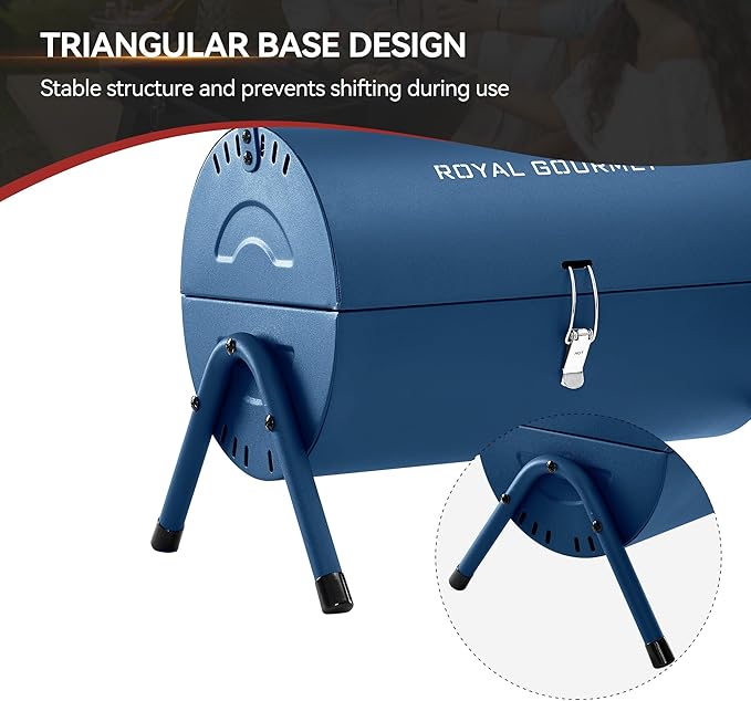 Royal Gourmet CC1015B Portable Charcoal Grill 147 Sq. In. Cooking Area with Four Air Vents Lid Latch Buckle Lid Handle for Outdoor Backyard Patio Parties and Picnics Blue