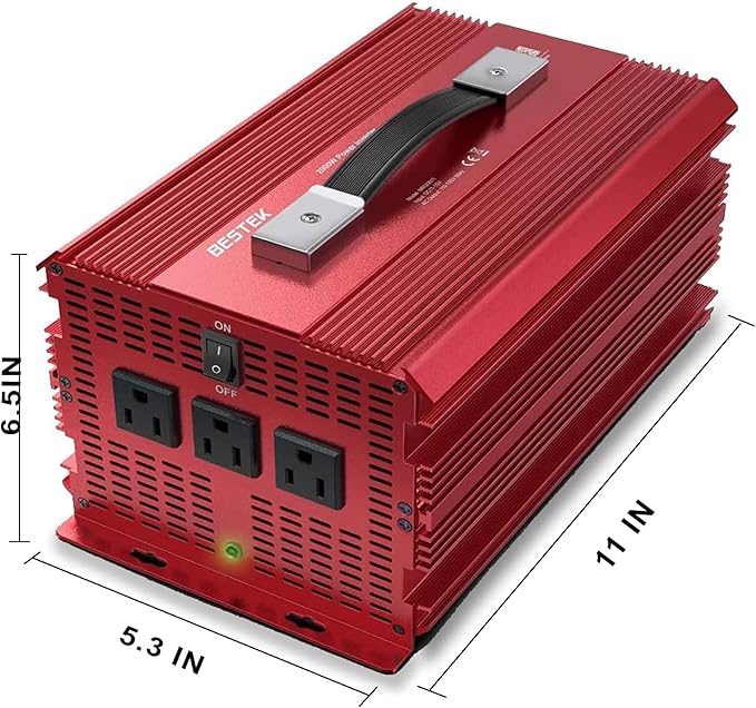 BESTEK 2000W Power Inverter 3 AC Outlets DC 12V to 110V AC Car Power Inverter for Camping Outdoor Power Supply ETL Listed