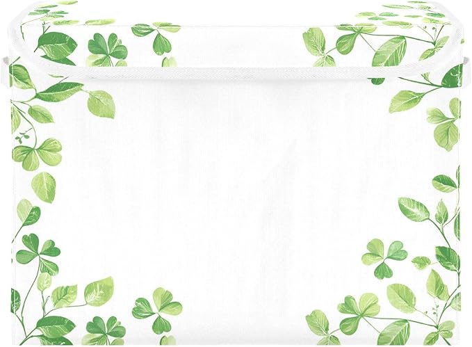 St. Patrick's Day Background Fabric Storage Bins with Lids and HandleFoldable Storage Bins with LidsCloset Organizers for Clothes Storage Room Organization Office Storage Chest Organizer