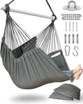 XXL Hammock Chair Hanging Rope Swing with 2 Cushions - Max 500lbs-Perfect for Patio Porch Bedroom Backyard Indoor or Outdoor - Includes Hanging Hardware Kits