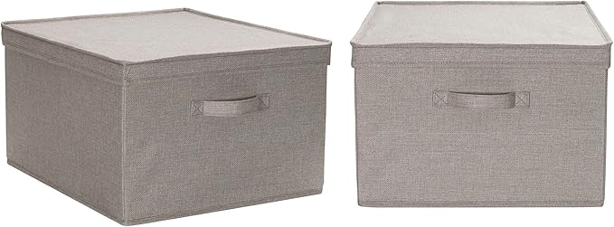 Household Essentials Jumbo Fabric Storage Bins 2 Pack Sturdy Sides and Reinforced Bottom Luxe Fabric Poly Linen Gray