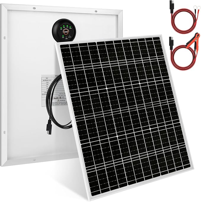50W 24V Solar Panel Kit with 24V PWM Charge Controller Solar Battery Trickle Charger Maintainer for Car RV Marine Boat Caravan Off Grid