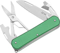 Fox Knives Vulpis FX-VP130-F4 Slipjoint Folding Knife 4-in-1 Multitool 2.17in Blade Bottle Opener Can Opener Flat Head Screwdriver Scissors - Compact Versatile Minimalist Pocket Knife (OD Green)