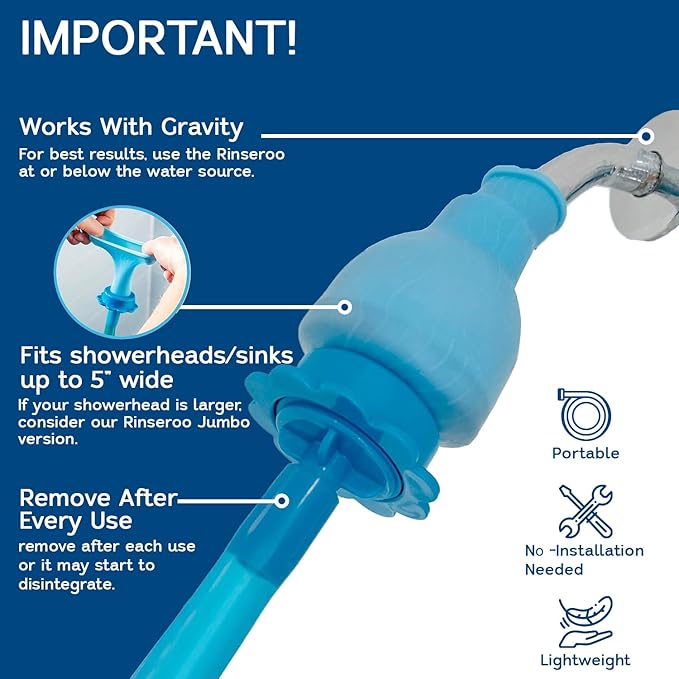 Rinseroo: Shower Cleaning Thing–Slip-On Handheld Hose Attachment for Fast Mess-Free Shower Wall Rinsing–6 Ft Hose Fits Up to 5 Shower Head –Temporarily Converts Standard Shower into Handheld