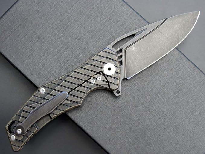 Eafengrow EF955 Titanium Alloy Folding Knife Titanium Handle with Pocket Clip Frame Lock EDC for Camping Tactical Hiking Survival Outdoor
