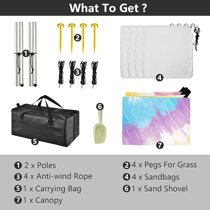 Yellow Tie-dye Background Rainbow Colors Beach Cabana Tent UPF50 Waterproof Large Portable Sun Shelter with Carrying Bag for Camping Picnics Backyard