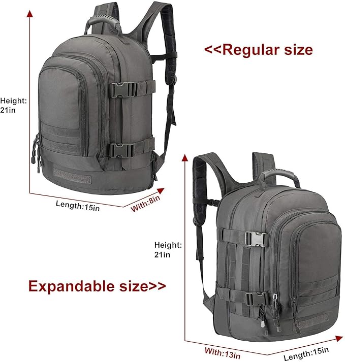 Greencity Laptop Backpacks Tactical 3 Day Expandable Bug Out Bag Classic Case Travel HikingGray