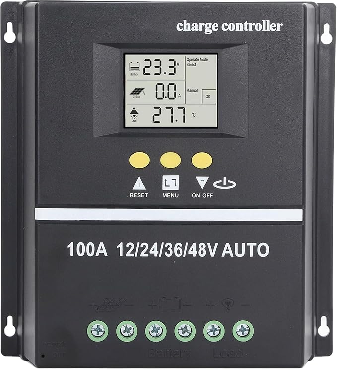 100A MPPT Solar Charge Controller Solar Panel Regulator 12V/24V/36V/48V Dual USB Ports Overload Temp Protection with 7 Work Modes for Gel Flooded LifePO4 Battery Charging