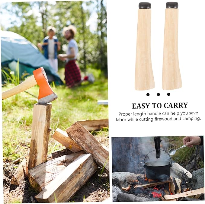 2set Wooden Handle Replacement for Camping Tool Log Splitting Axe Handle Comfortable Grip