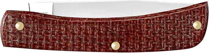 Case XX Pocket Knife SOD BUSTER JR - DARK RED BURLAP MICARTA Item #12273-10137 CS - Length Closed: 3 5/8Inches