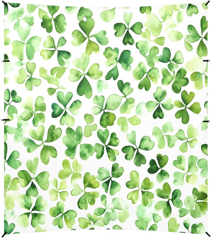 St Patrick's Day Watercolor Clovers Beach Tent Sun Shelter Set UPF50+ UV Protection 10.5 x 9.19 FT Camping Shade Canopy with Sandbags Sand Anchors Carrying Bag and Others